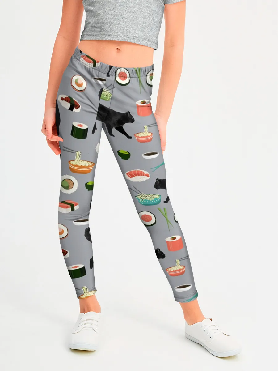 Леггинсы для девочки / Котики и Суши