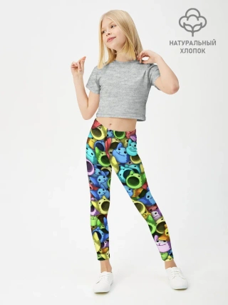 Леггинсы для девочки / Цветные Поп Котики