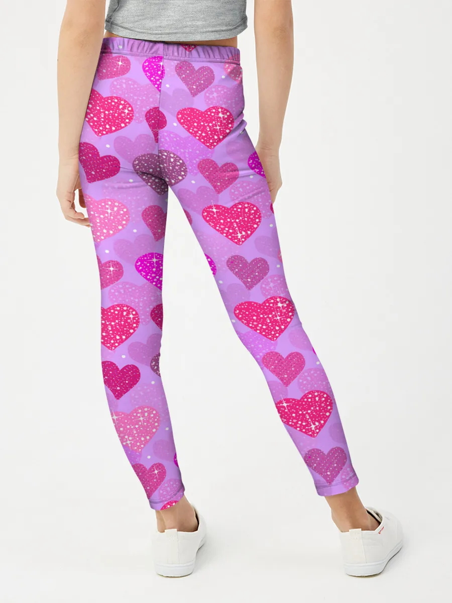 Леггинсы для девочки / Розовые сердечки