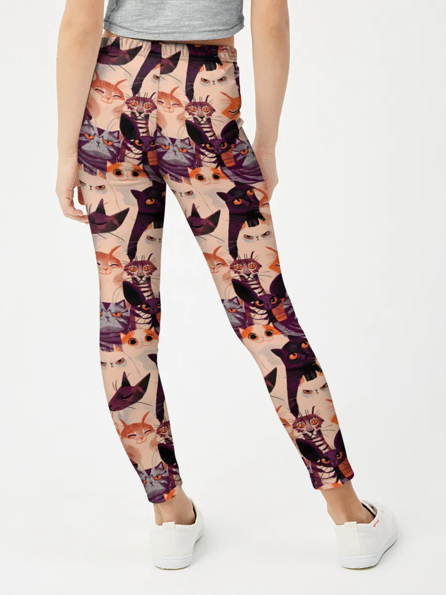 Леггинсы для девочки / Мемные Коты Паттерн