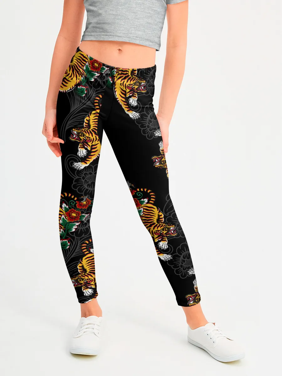 Леггинсы для девочки / Японский стиль - тигры