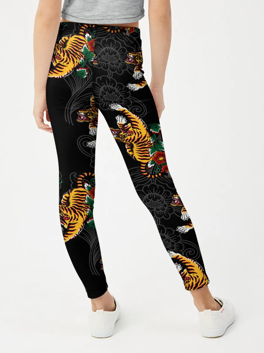 Леггинсы для девочки / Японский стиль - тигры