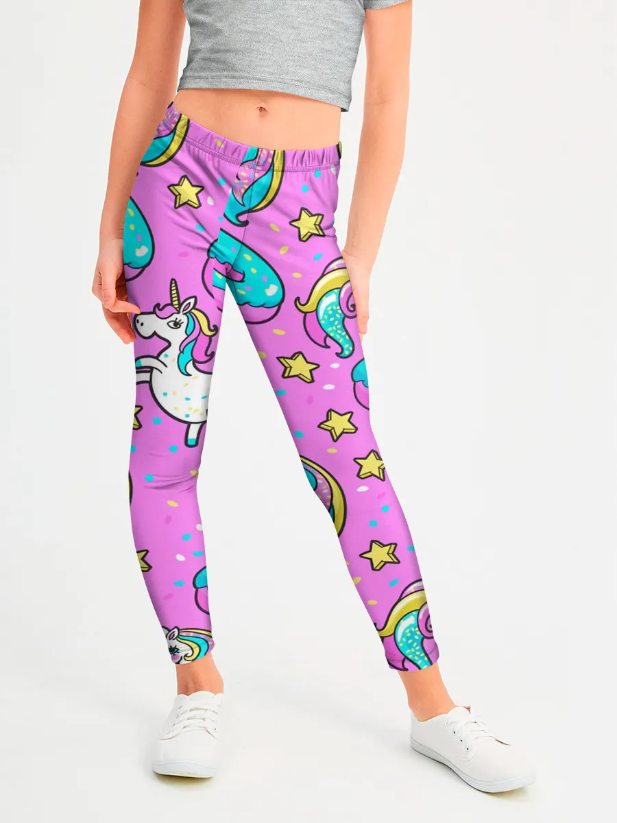 Леггинсы для девочки / Единороги с пончиками