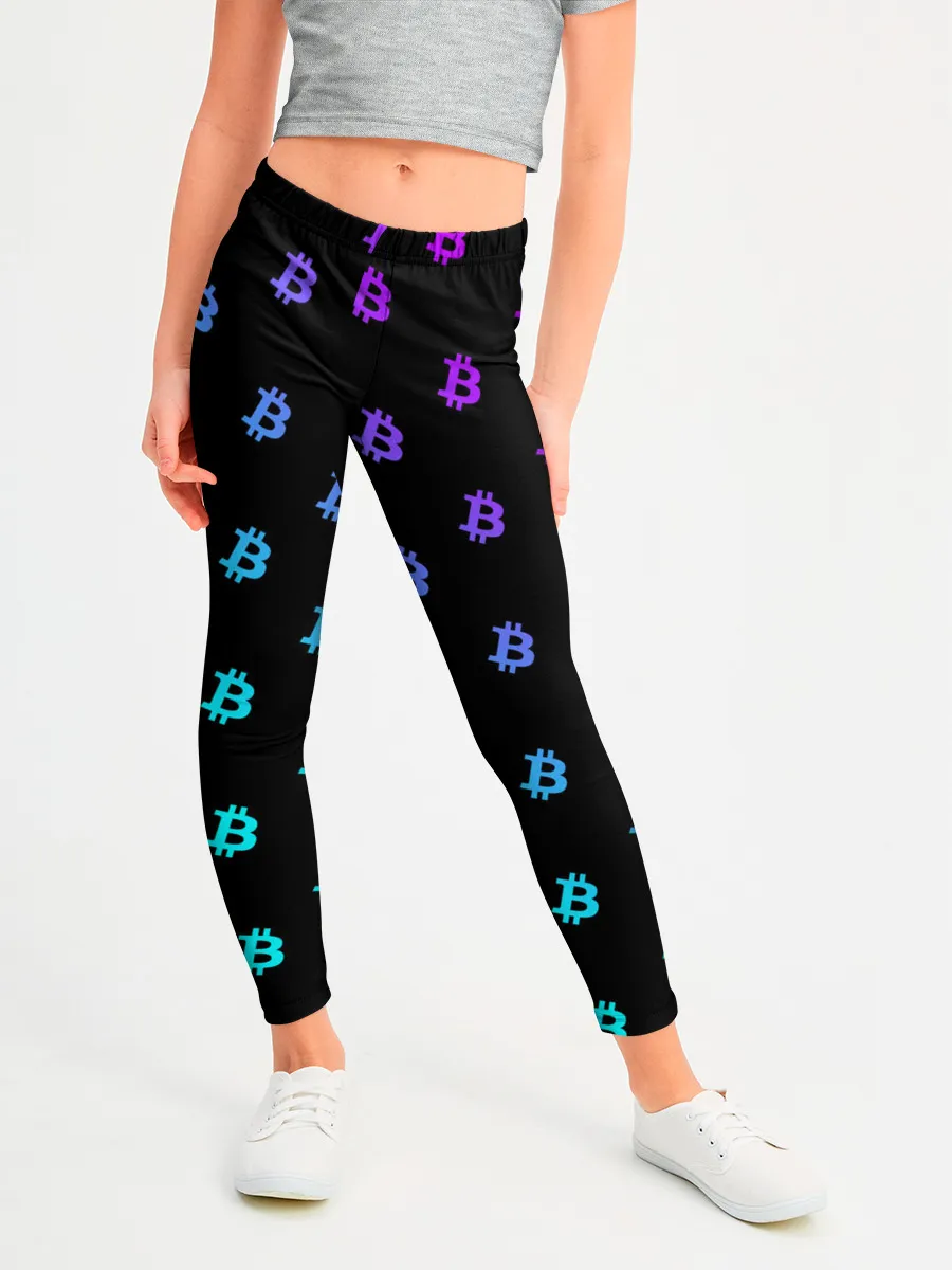 Леггинсы для девочки / БИТКОИН НЕОН |BITCOIN NEON
