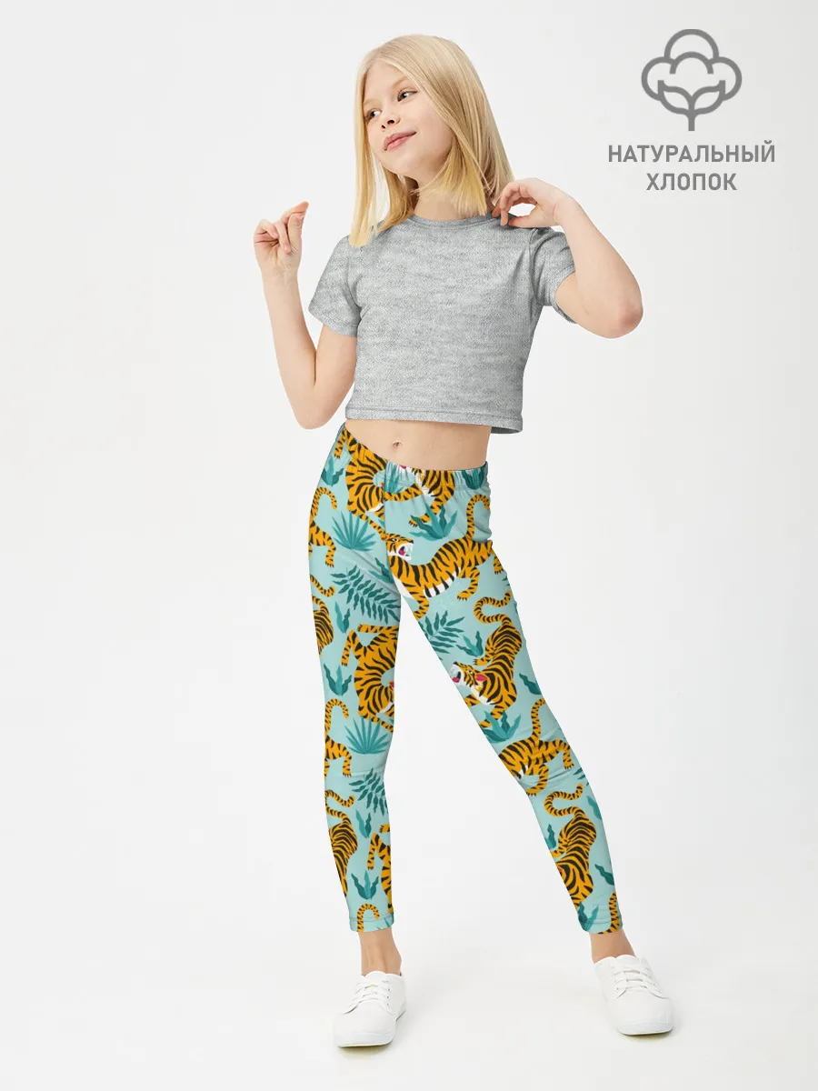 Леггинсы для девочки / Рычащие Тигры Паттерн