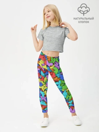 Леггинсы для девочки / Разноцветные бабочки