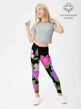 Леггинсы для девочки / Ночные цветы