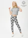 Леггинсы для девочки / Ч/б текстура в клетку