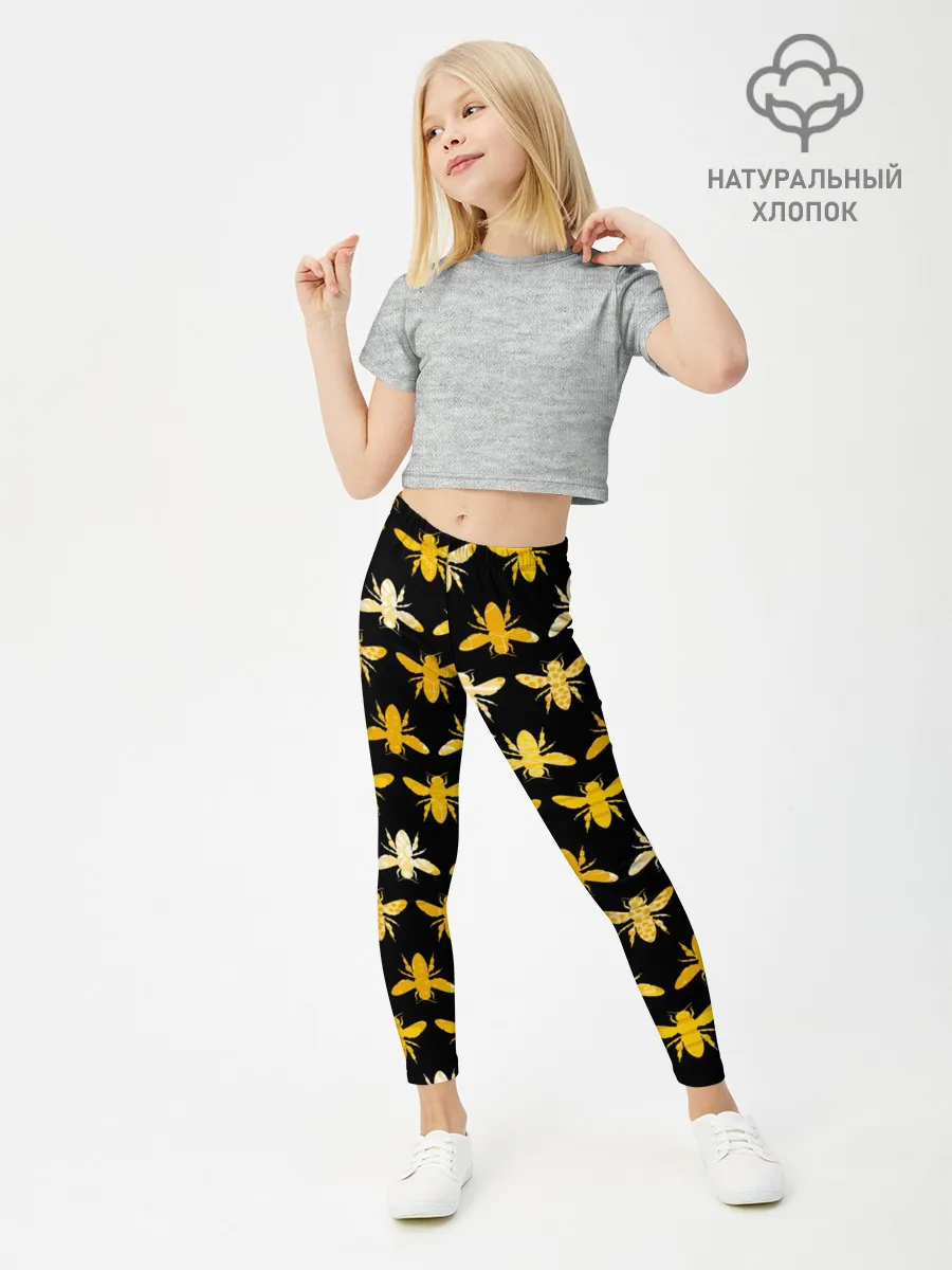 Леггинсы для девочки / Пчелиный Паттерн