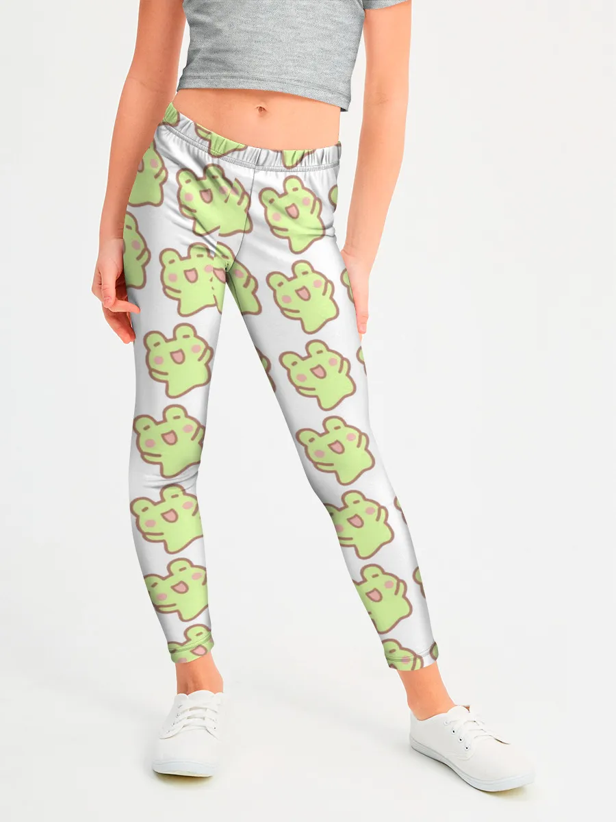 Леггинсы для девочки / счастливые лягушки