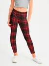 Леггинсы для девочки / Красная клетка