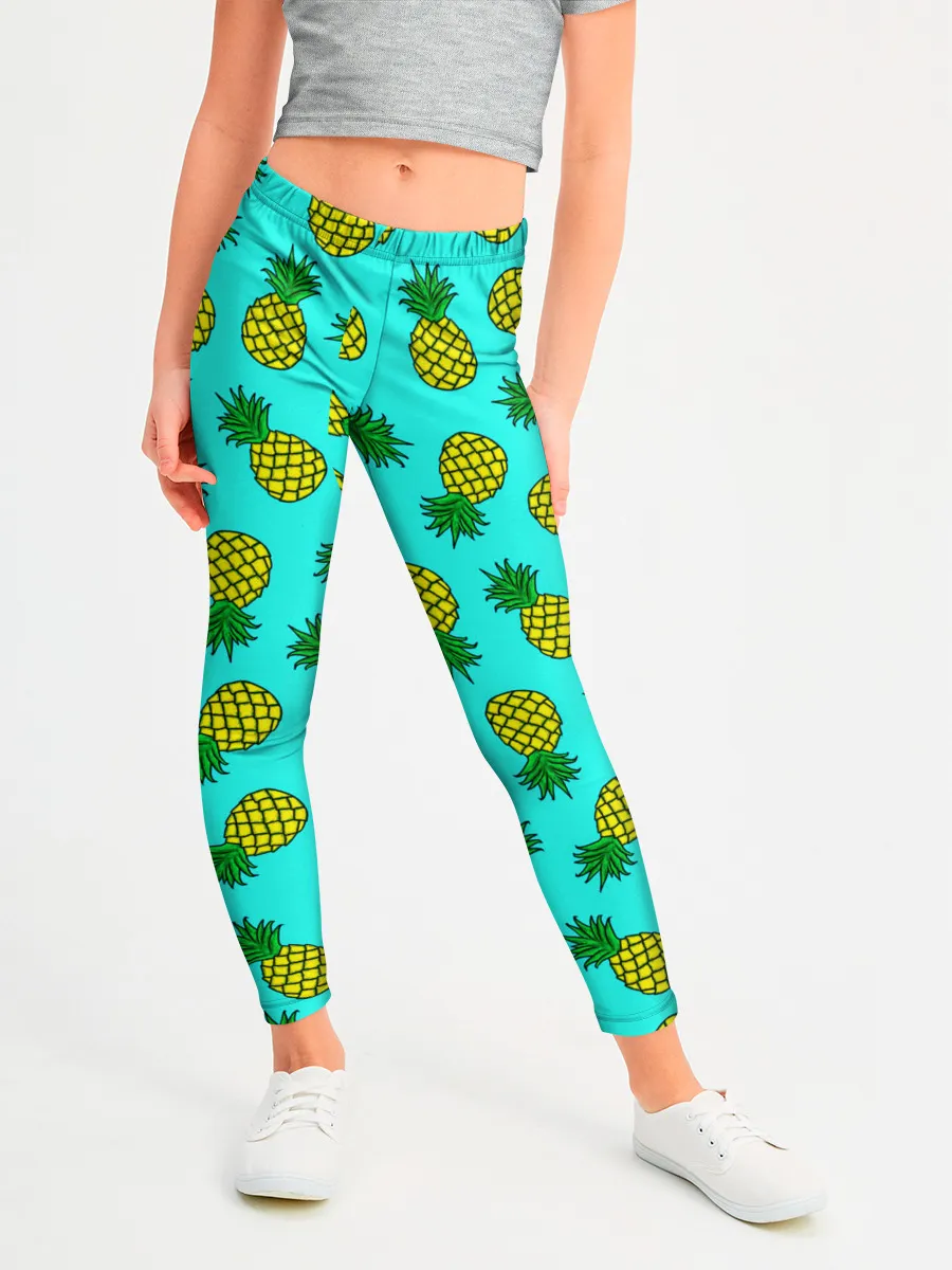 Леггинсы для девочки / Ананасы аква