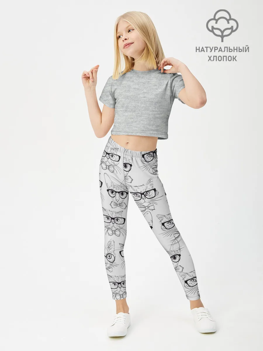 Леггинсы для девочки / Кошки в очках
