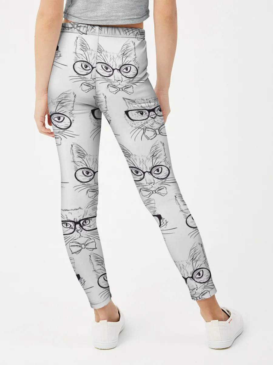 Леггинсы для девочки / Кошки в очках
