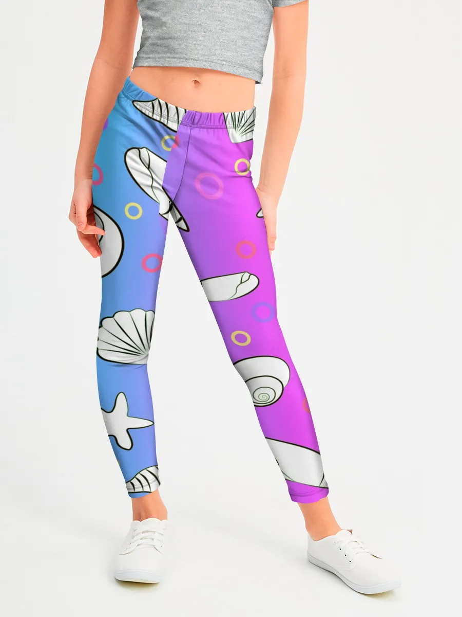 Леггинсы для девочки / Ракушки с градиентом