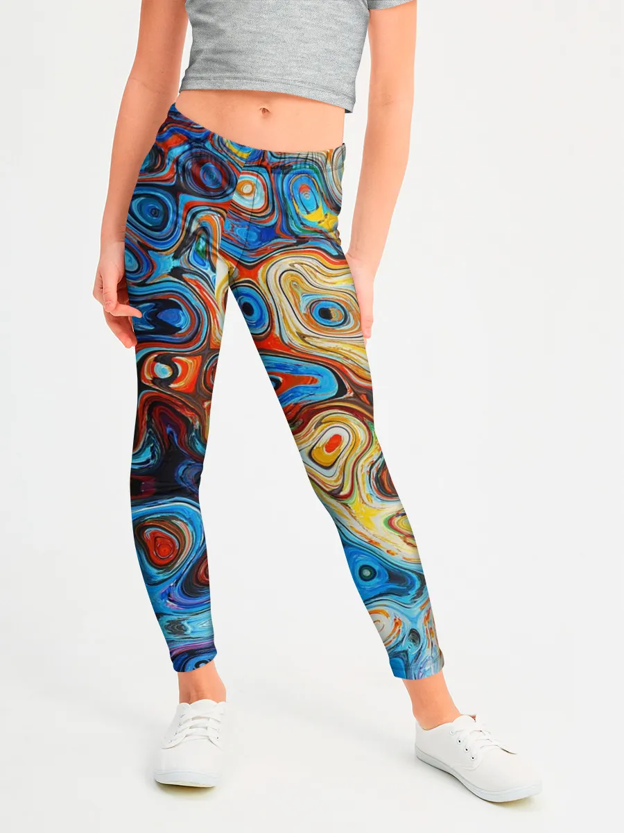 Леггинсы для девочки / Цветные абстрактные пятна