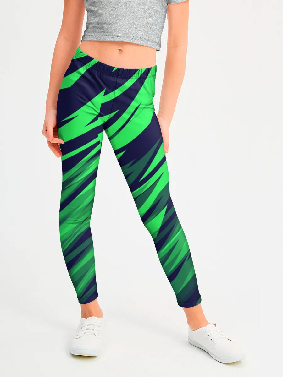 Леггинсы для девочки / Абстрактный дизайн ,,Зелень