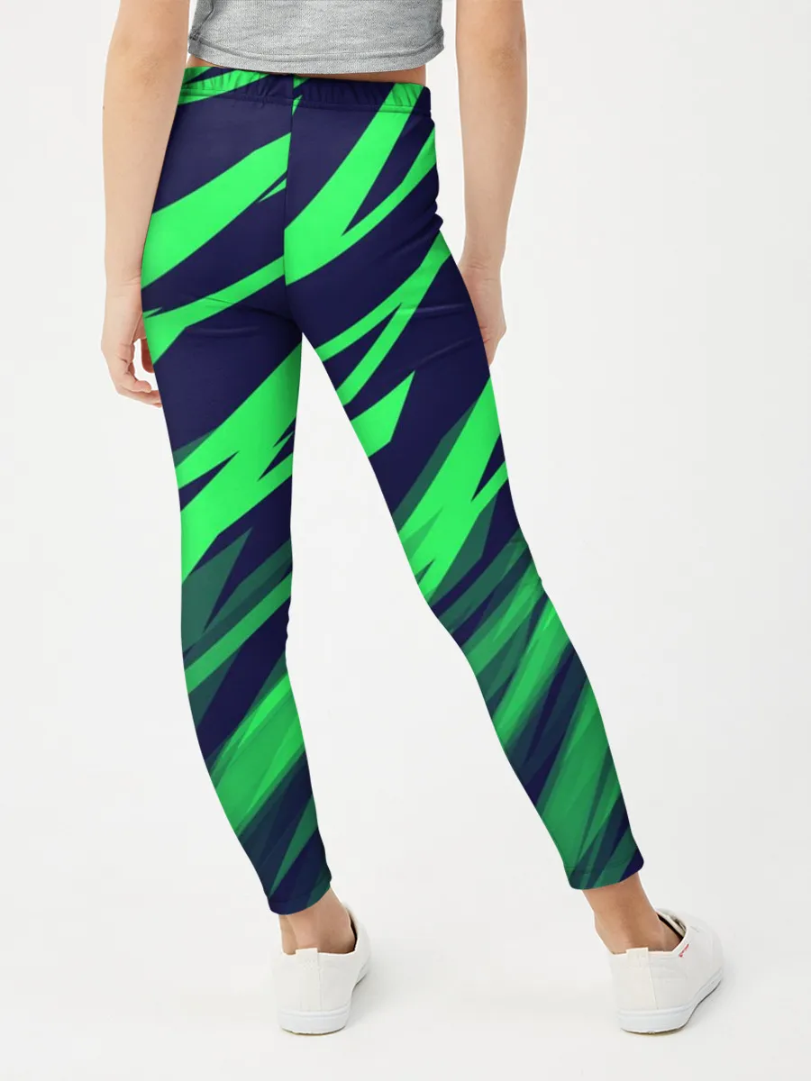 Леггинсы для девочки / Абстрактный дизайн ,,Зелень