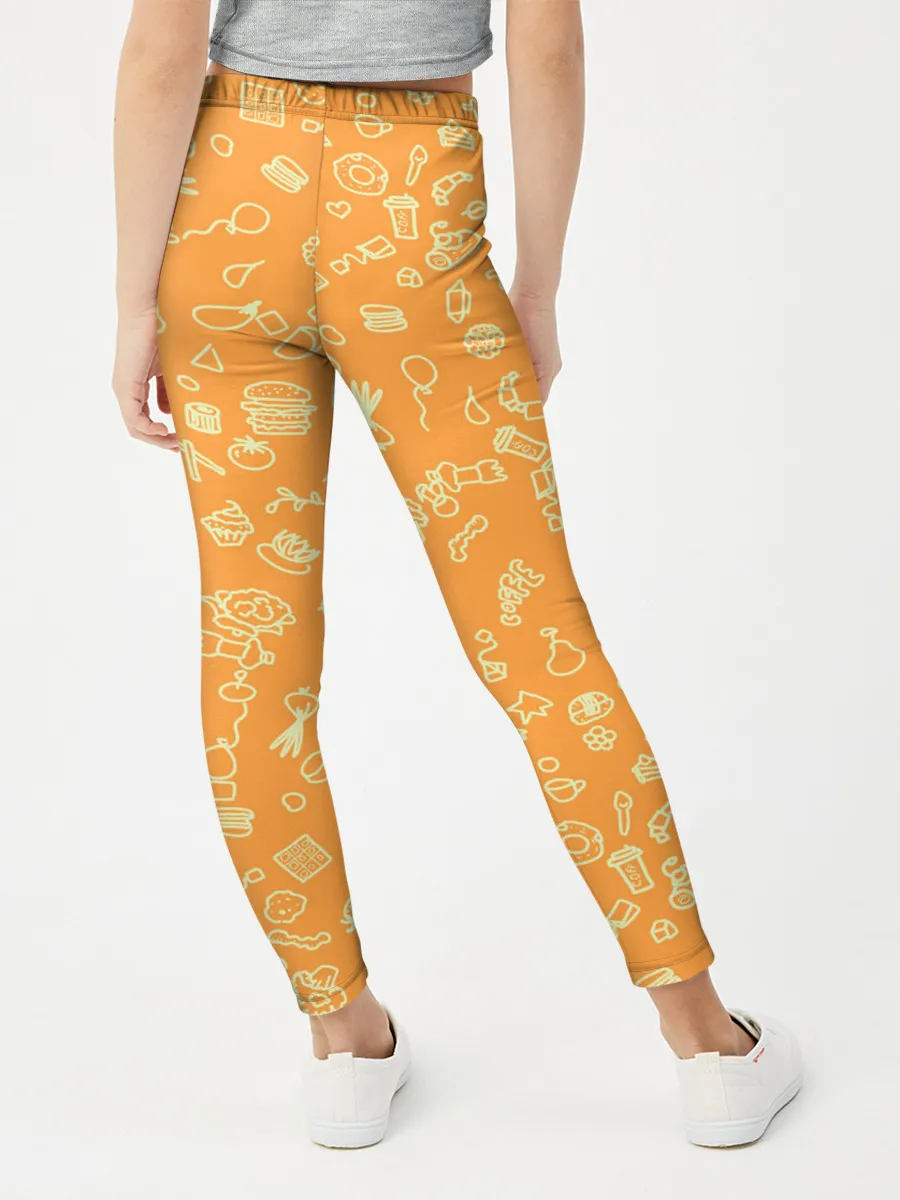Леггинсы для девочки / оранжевая еда