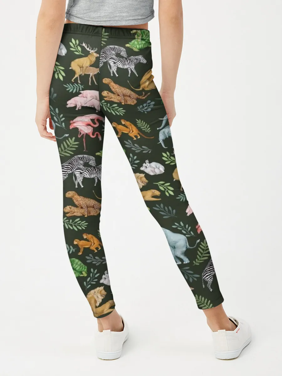 Леггинсы для девочки / Дикие Звери Паттерн