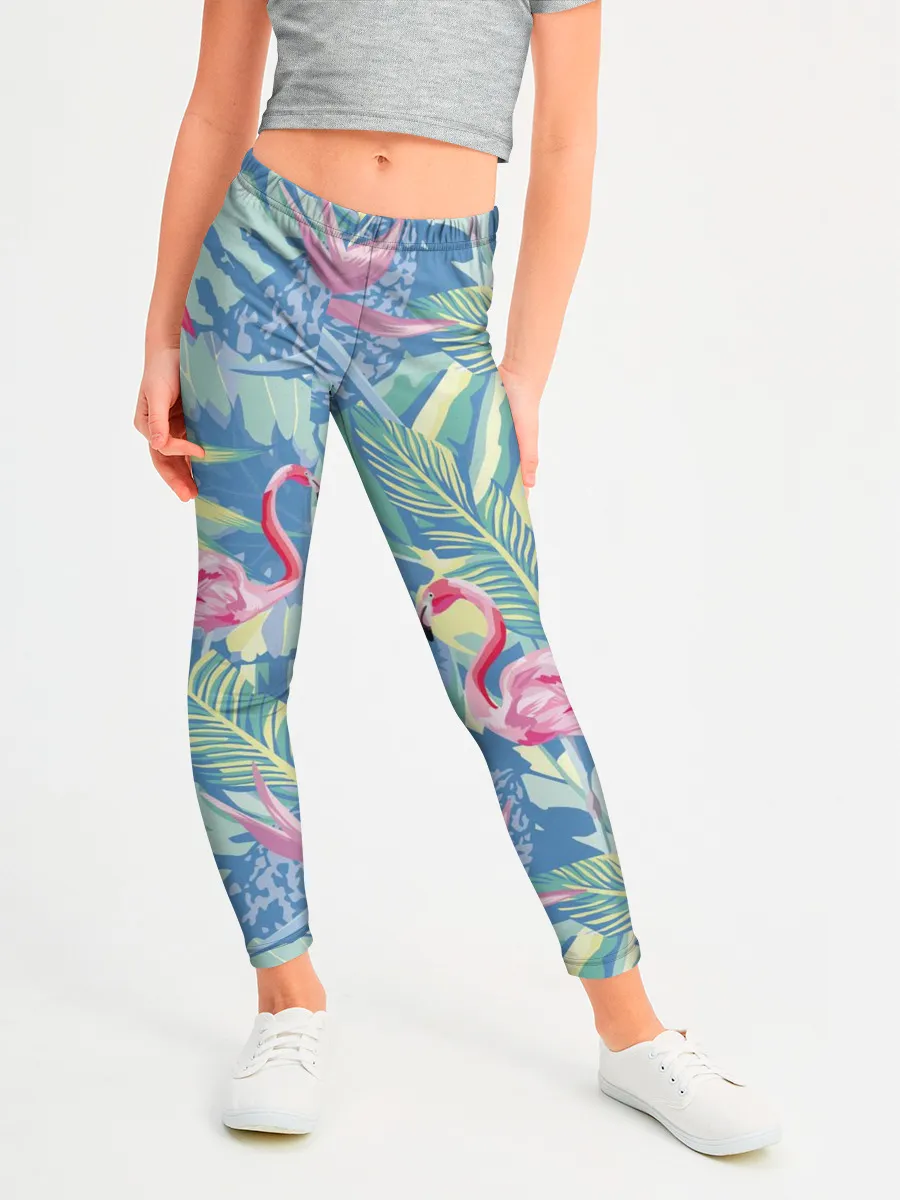 Леггинсы для девочки / фламинго