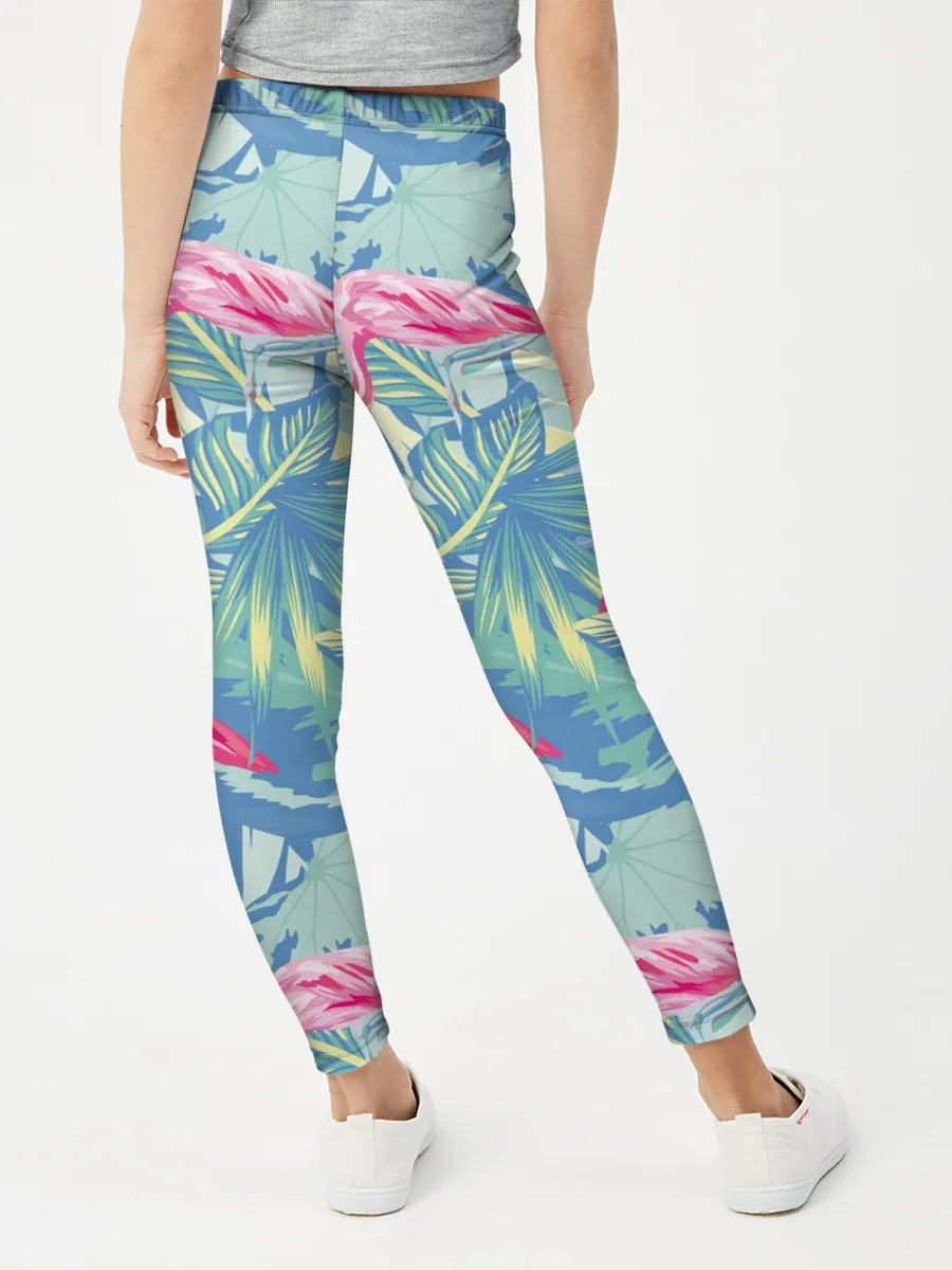 Леггинсы для девочки / фламинго