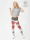 Леггинсы для девочки / Славянский узор красно-черный