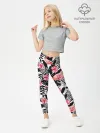 Леггинсы для девочки / фламинго и попугаи
