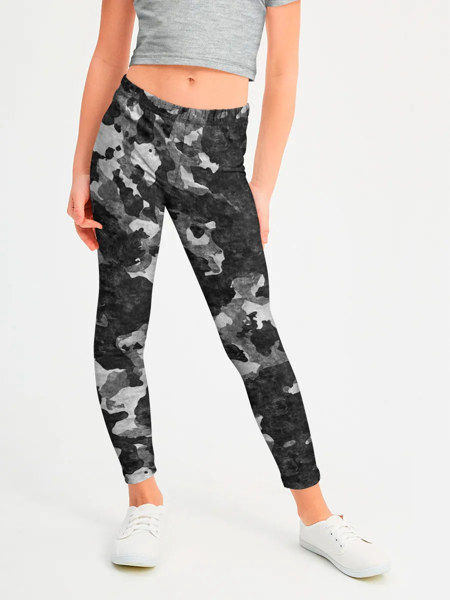 Леггинсы для девочки / Gray Camouflage