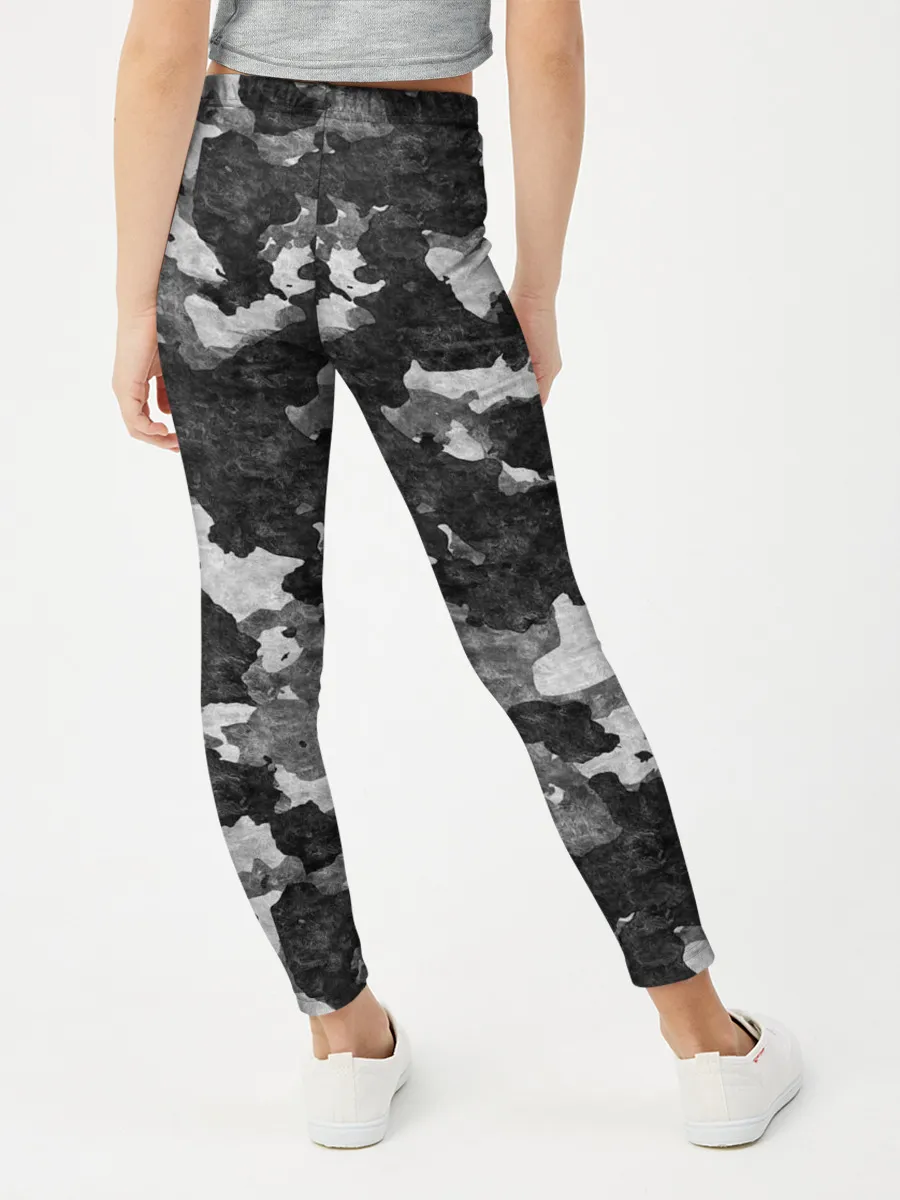 Леггинсы для девочки / Gray Camouflage