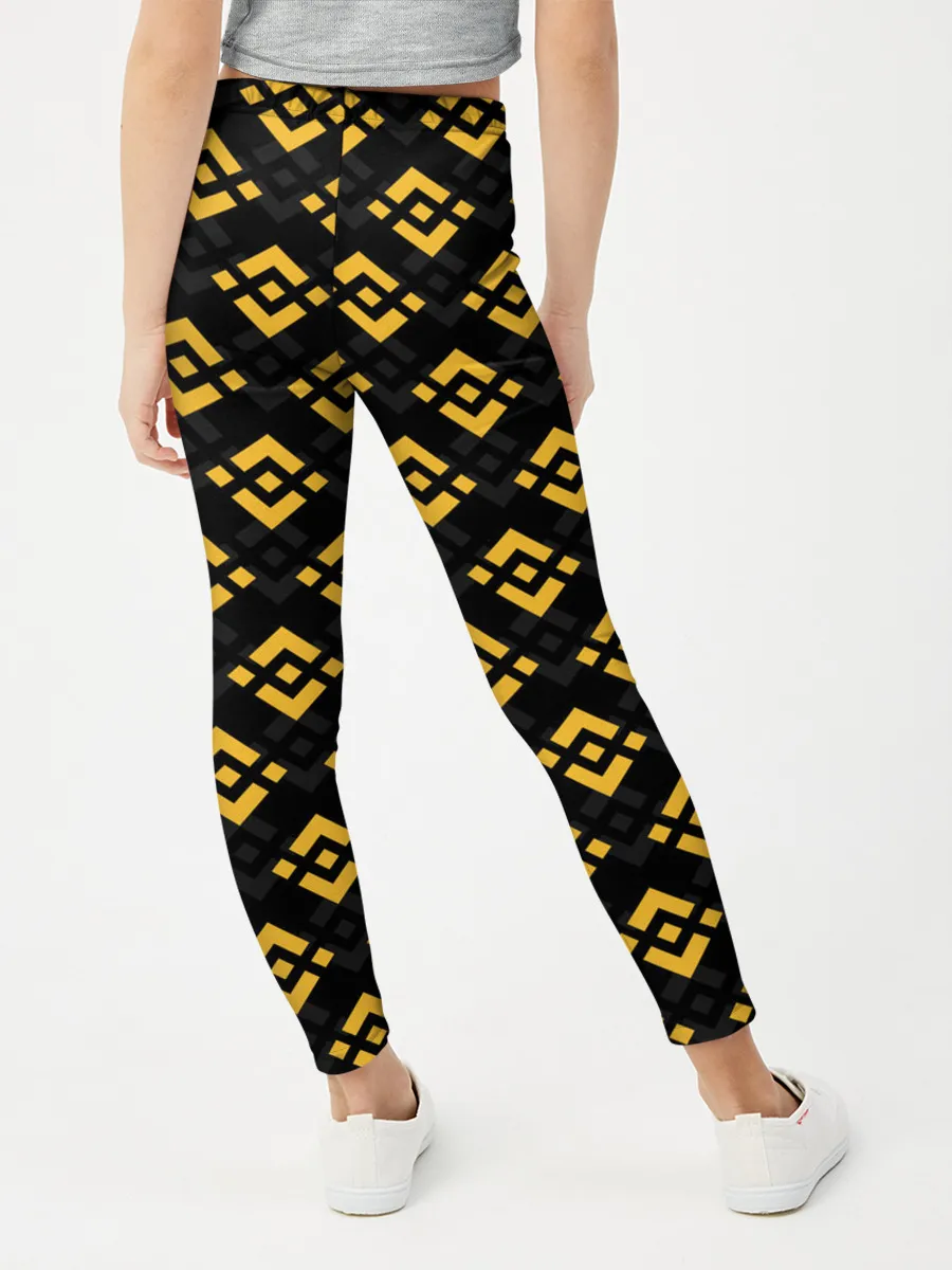 Леггинсы для девочки / ЭМБЛЕМА БИНАНС ПАТТЕРН BINANCE