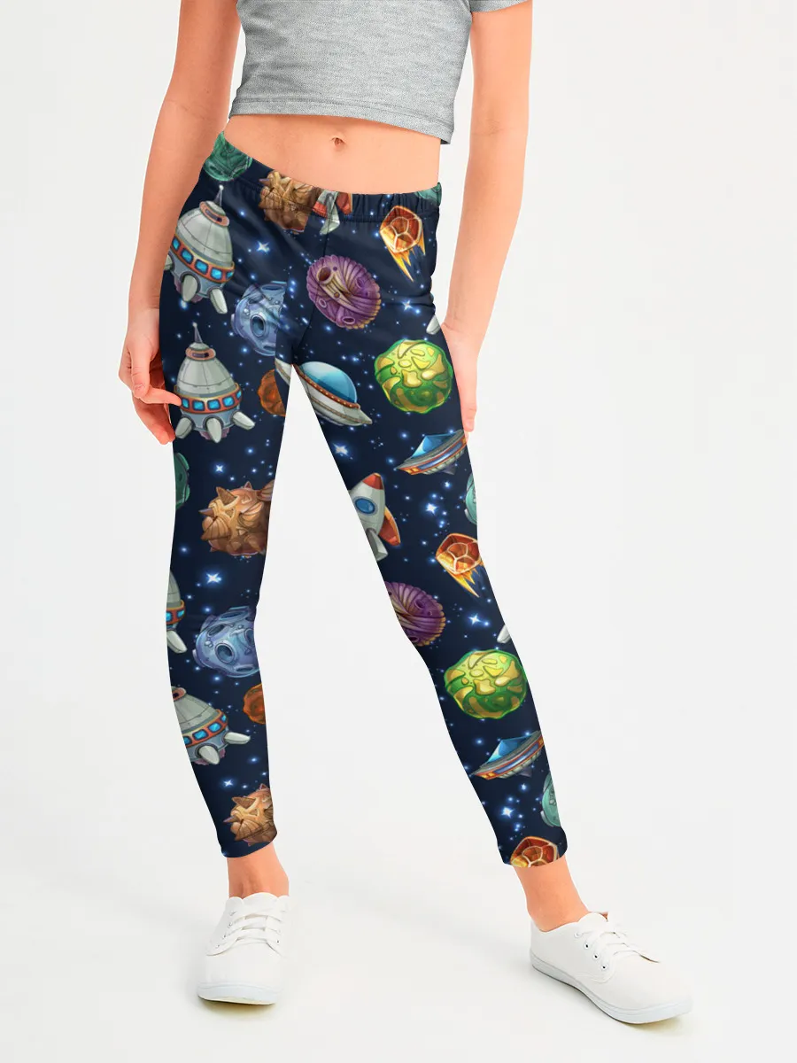 Леггинсы для девочки / Мультяшные планеты