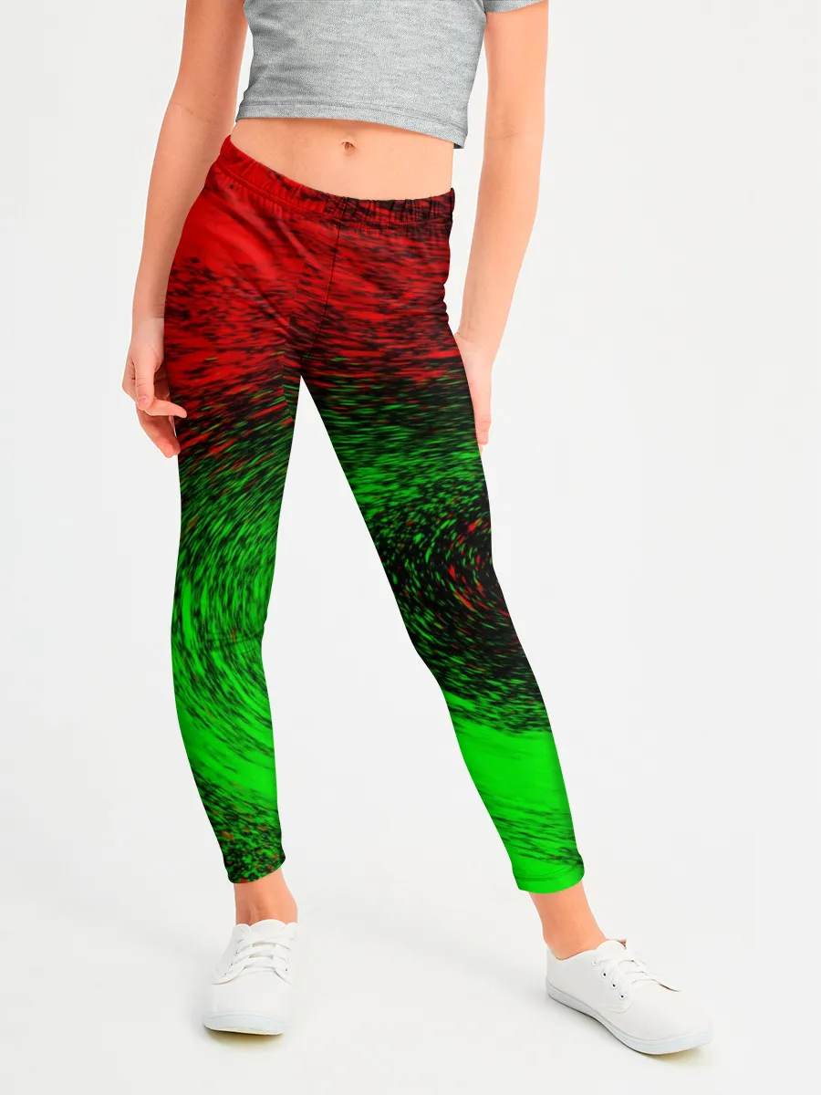 Леггинсы для девочки / КРАСНАЯ И ЗЕЛЕНАЯ КРАСКА