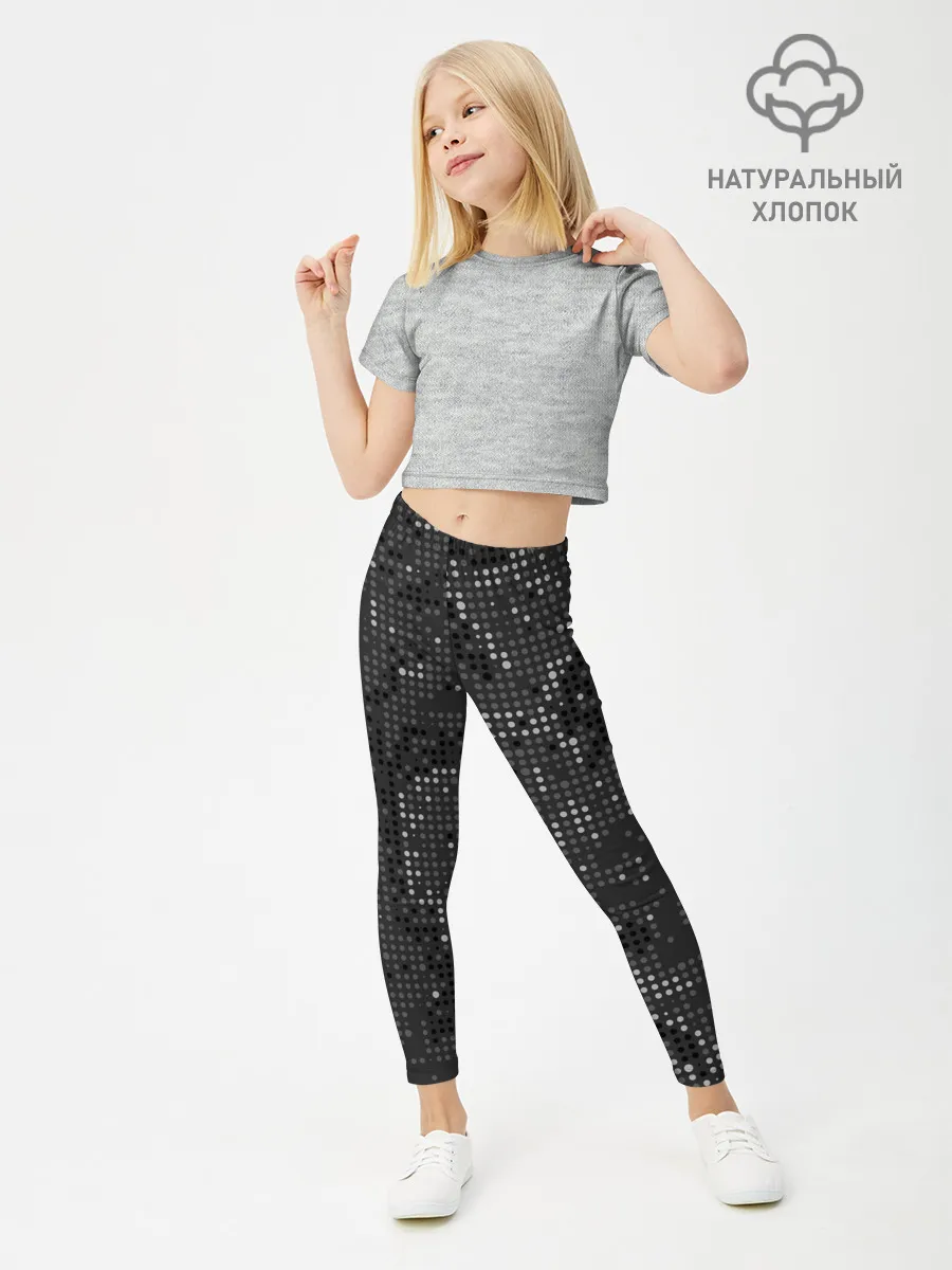 Леггинсы для девочки / КАМУФЛЯЖ В ЧЕРНУЮ ТОЧКУ