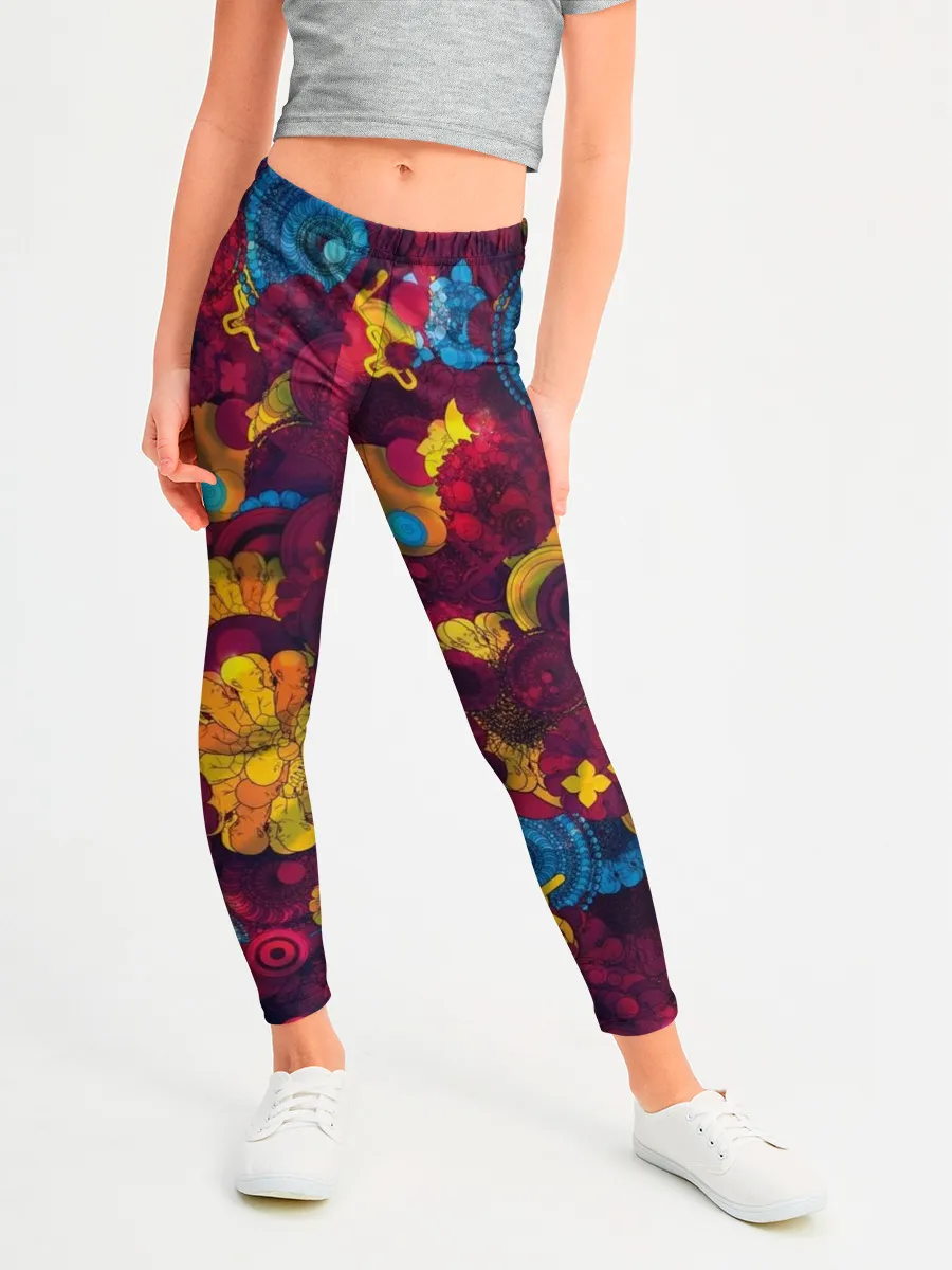 Леггинсы для девочки / Цветы - шестеренки