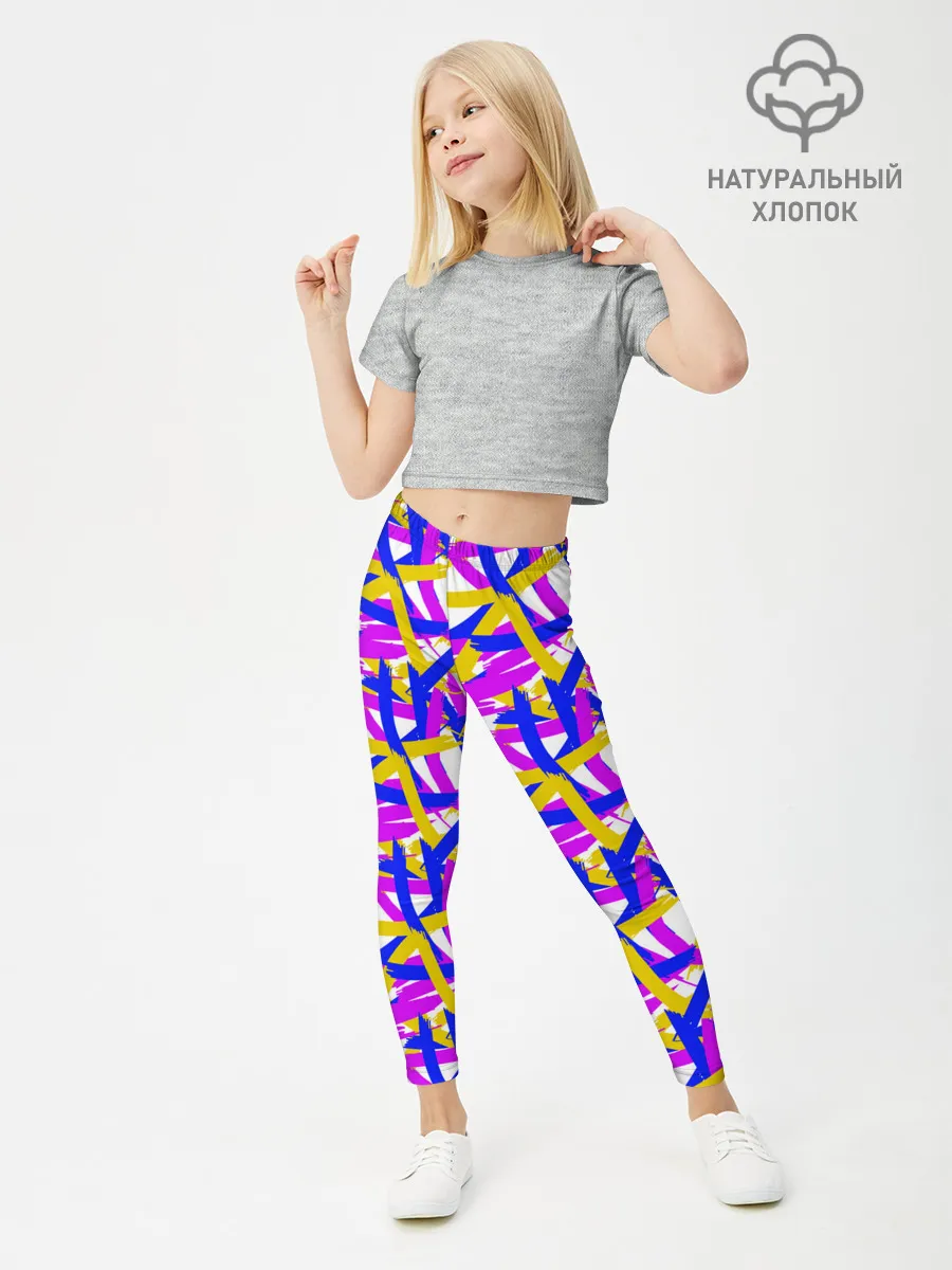 Леггинсы для девочки / абстракция из ярких полос