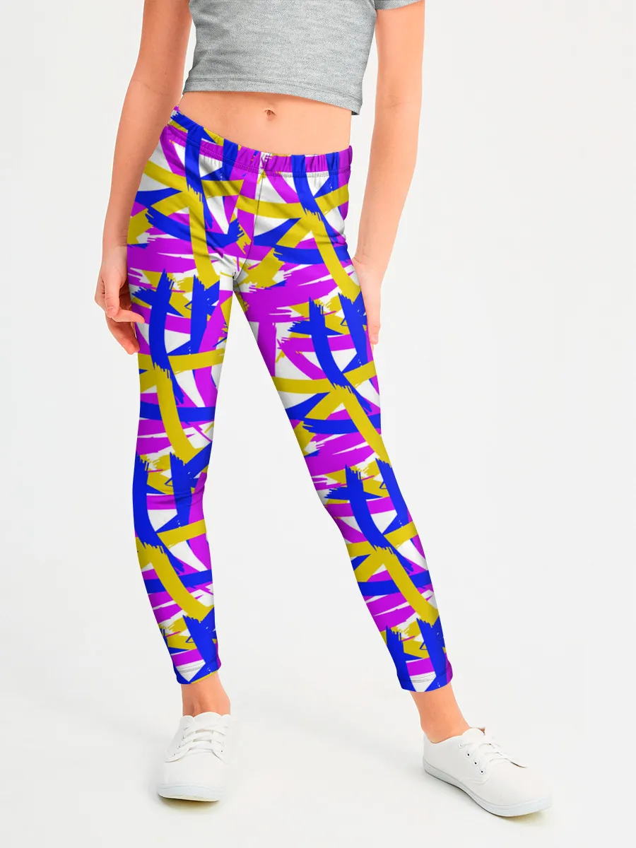 Леггинсы для девочки / абстракция из ярких полос