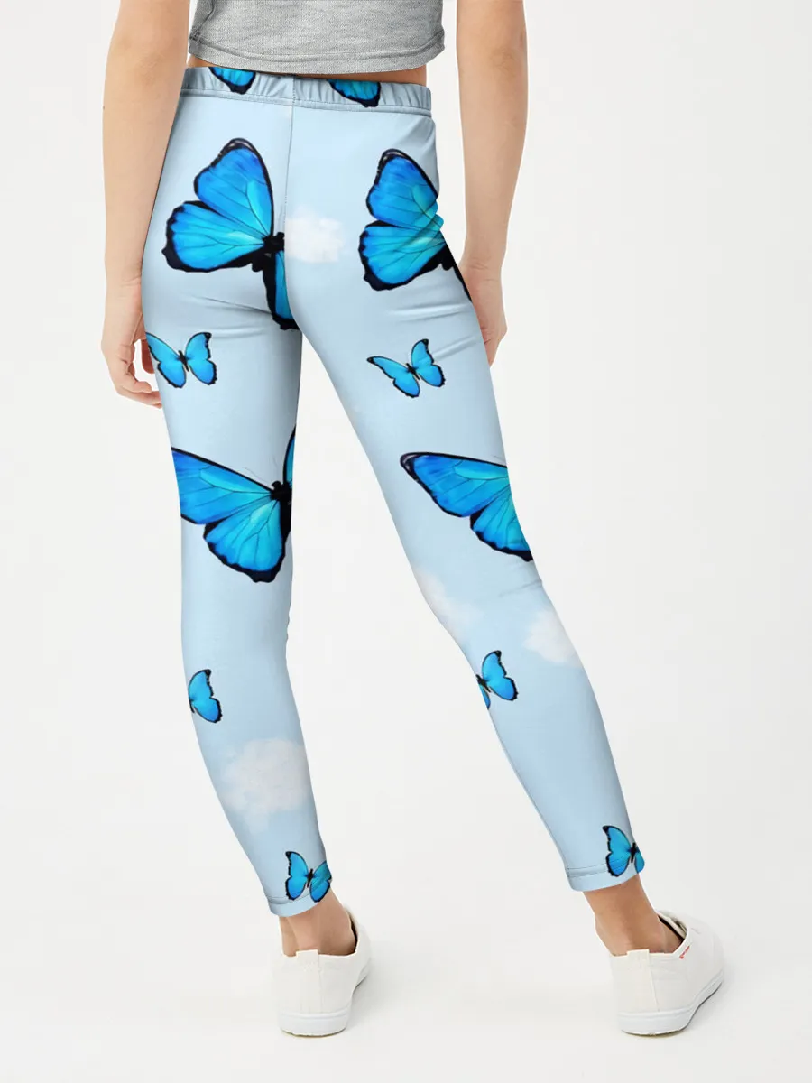 Леггинсы для девочки / Бабочки с Облаками