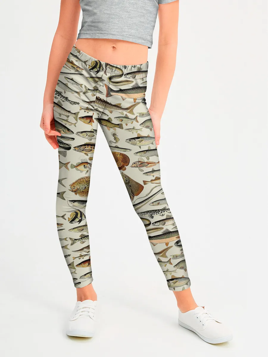 Леггинсы для девочки / рыбный паттерн