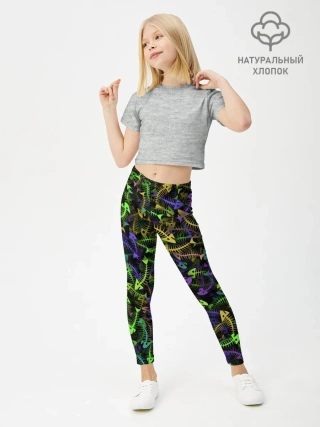 Леггинсы для девочки / Neon Fish Bone