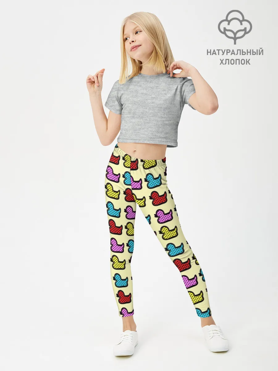 Леггинсы для девочки / Утиный фон | Утки | Ducks