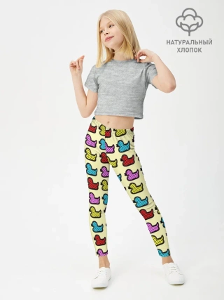 Леггинсы для девочки / Утиный фон | Утки | Ducks