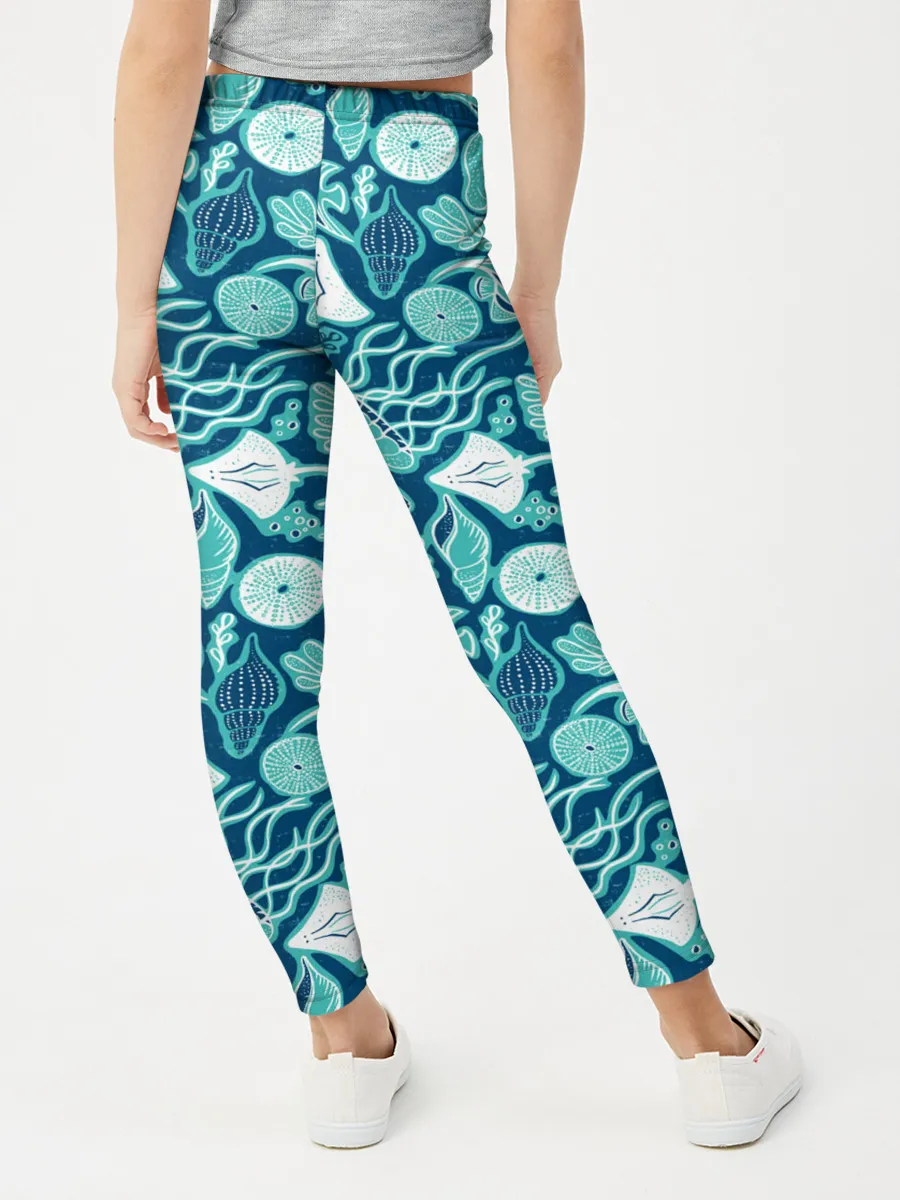Леггинсы для девочки / Скаты и медузы