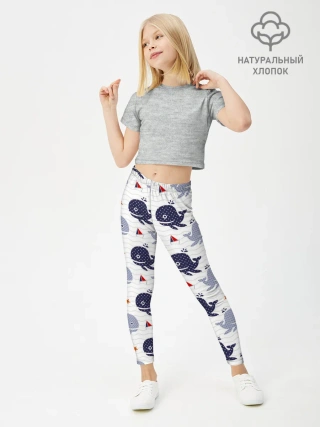 Леггинсы для девочки / Киты и яхты