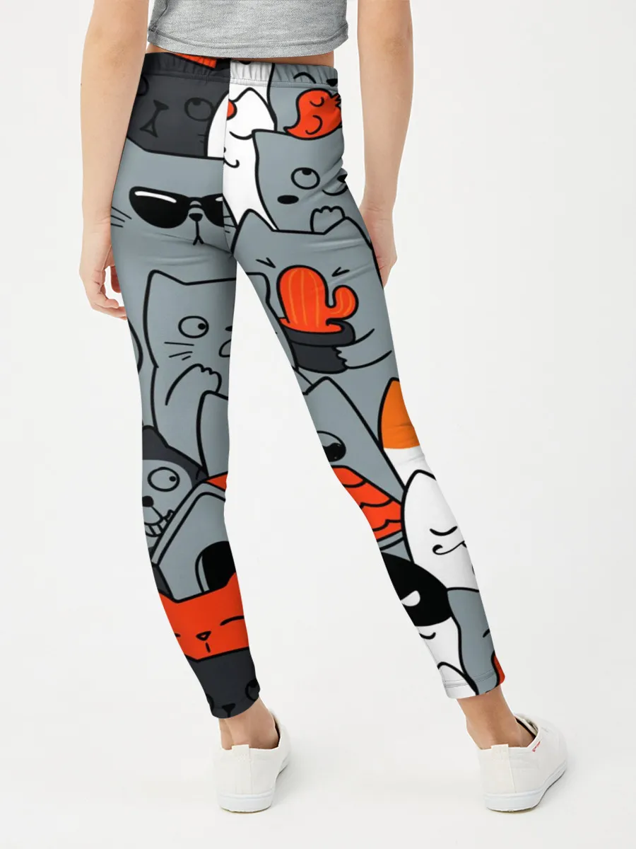 Леггинсы для девочки / Разноцветные коты