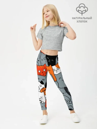 Леггинсы для девочки / Разноцветные коты