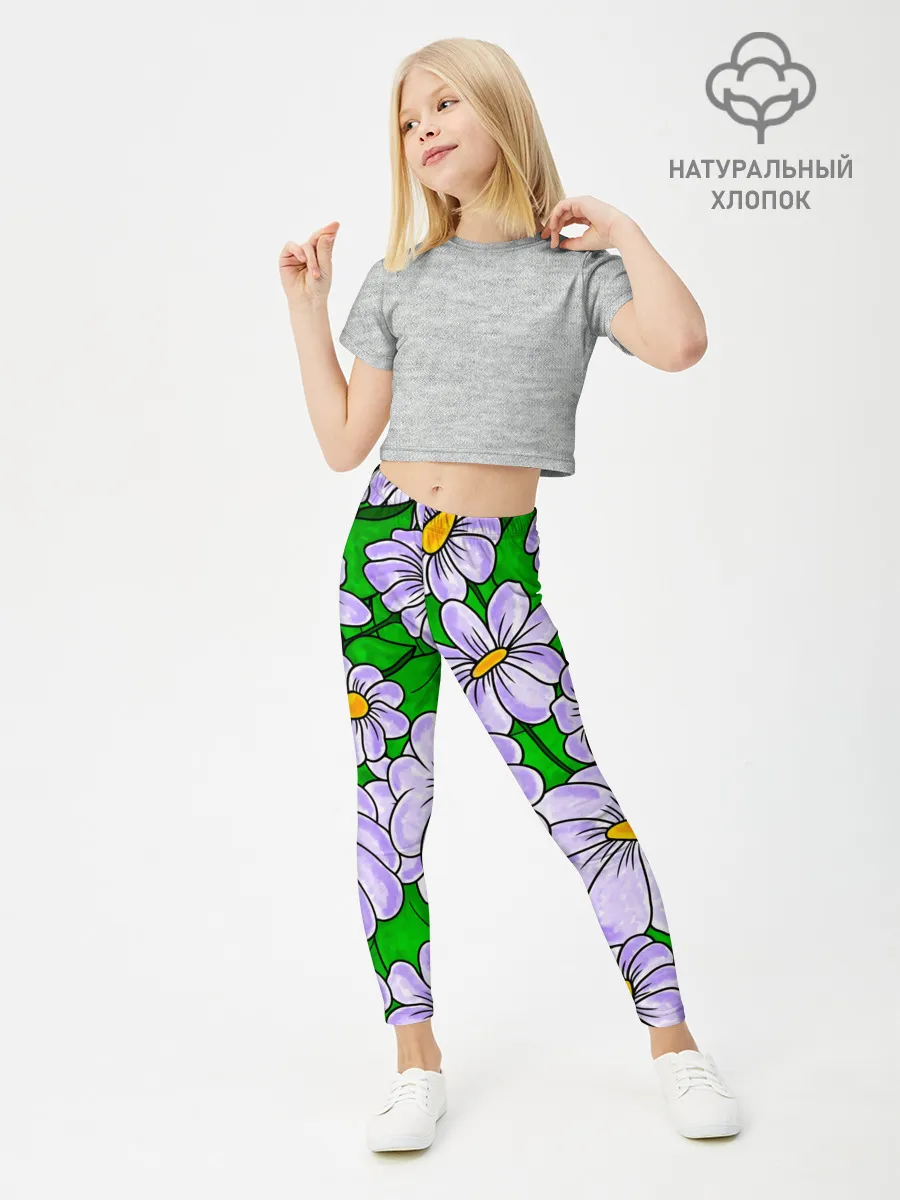 Леггинсы для девочки / Цветы Лавандовые ромашки