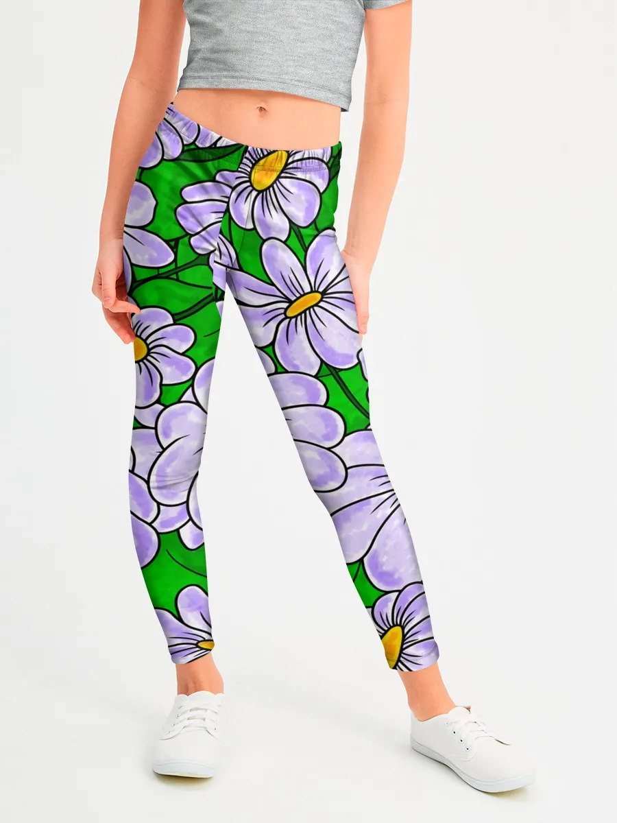 Леггинсы для девочки / Цветы Лавандовые ромашки