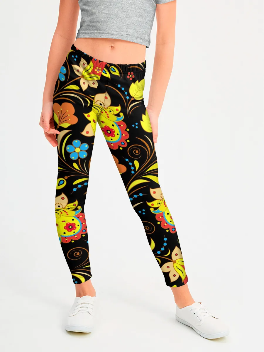 Леггинсы для девочки / РОСПИСЬ УЗОР ХОХЛОМА