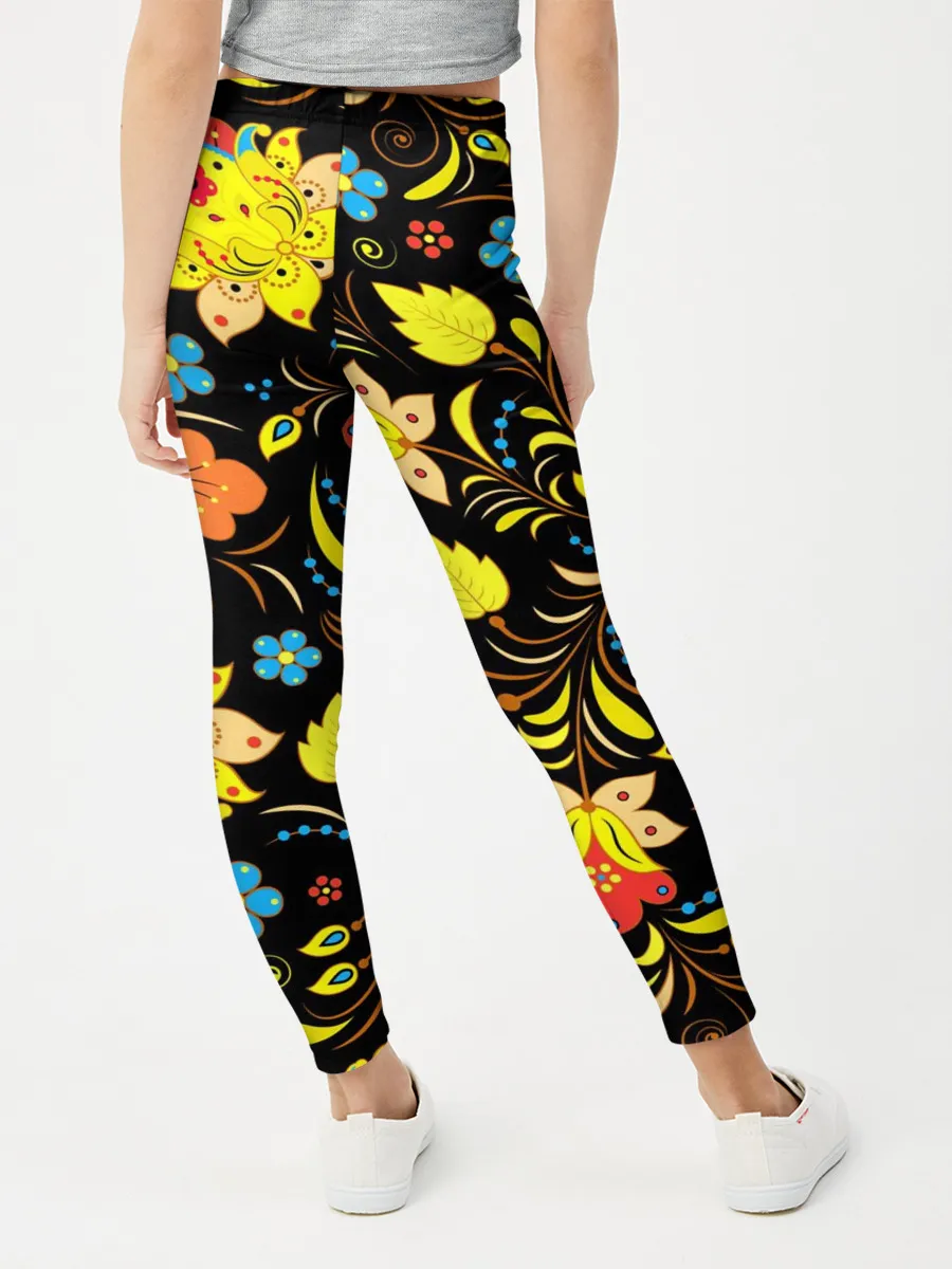 Леггинсы для девочки / РОСПИСЬ УЗОР ХОХЛОМА